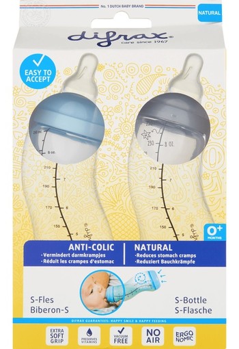 Difrax S-Fles Duopack 250 ML 0+ Maanden 152 gr.
