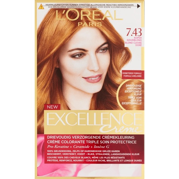 L'Oréal Paris Excellence Crème Verzorgende Crèmekleuring 7.43 Koper Goudblond