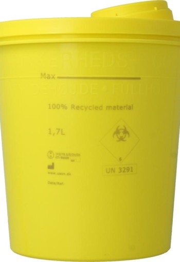 Uson Plast Naaldencontainer 1.7 liter geel gerecycled plastic (1 Stuks)