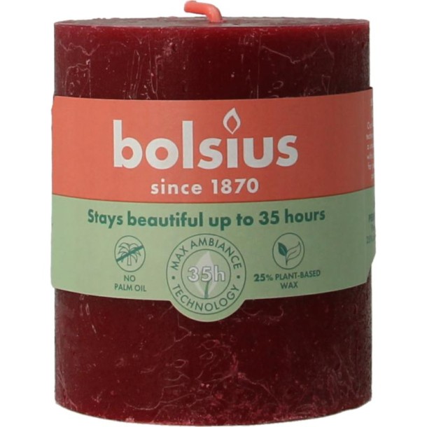 Bolsius Rustiekkaars shine 80/68 velvet red (1 Stuks)