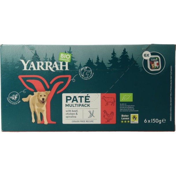 Yarrah Multipack hond met pate rund biologisch (150 Gram)