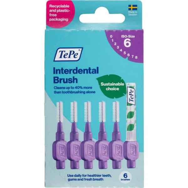 TePe Interdentale Ragers Original Paars ISO maat 6 – 1,1 mm (6 stuks)