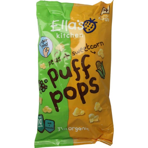 Ella's Kitchen Puff pops peas & sweetcorn 10+ maanden bio (36 Gram)