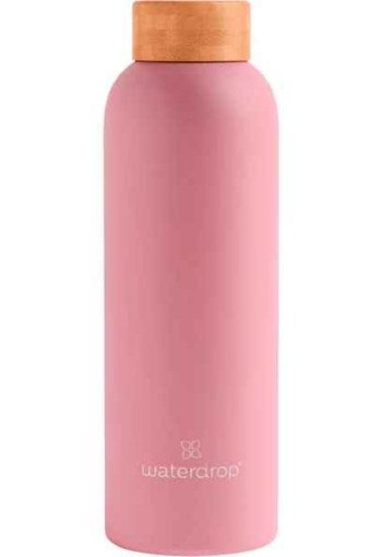 Waterdrop Thermo Steel RVS Drinkfles Pastel Roze 600 ML