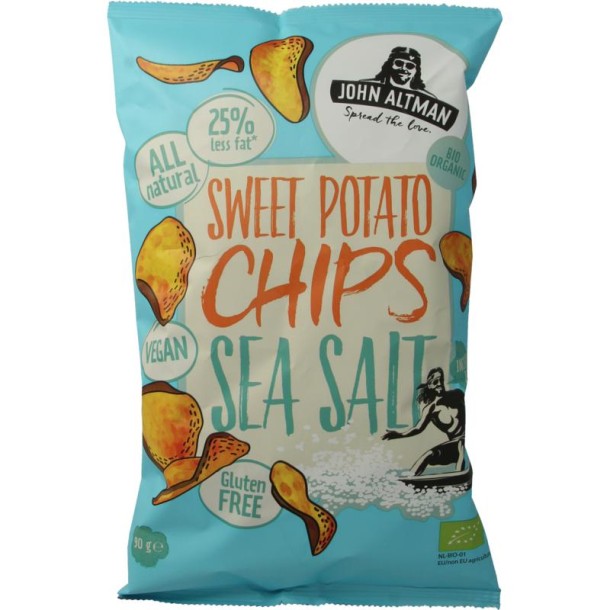 John Altman Zoete aardappel chips sea salt bio (90 Gram)