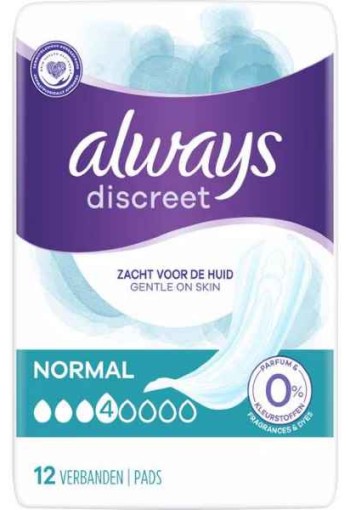 Always Discreet Incontinentieverband 0% parfum Normal 12 Stuks