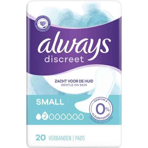 Always Discreet Incontinentieverband 0% parfum Small 20 stuks