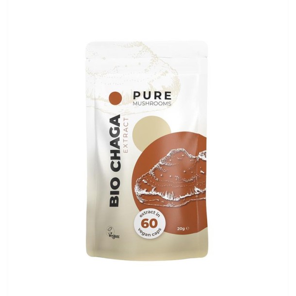 Pure Mushrooms Chaga paddenstoel extract bio (60 Vegetarische capsules)