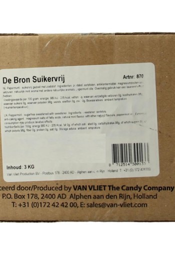 De Bron Pepermunt suikervrij (3 Kilogram)
