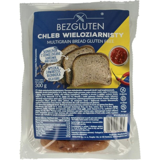 Bezgluten Meergranen brood gesneden glutenvrij (300 Gram)