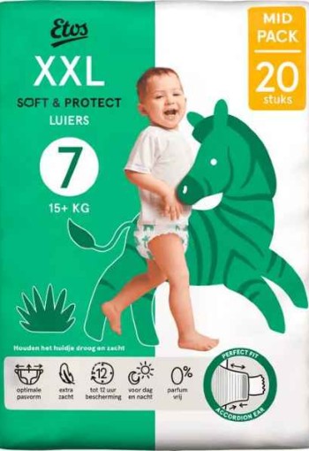 Etos Luiers XXL Maat 7 15+ kg Mid Pack 20 stuks
