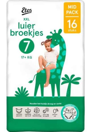 Etos Luierbroekjes XXL Maat 7 17+ kg Mid Pack 16 stuks