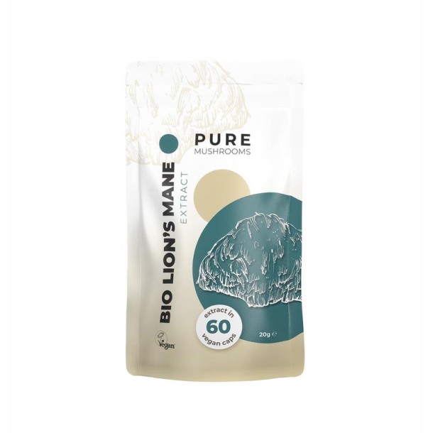 Pure Mushrooms Lion's mane paddenstoelen extract bio (60 Vegetarische capsules)