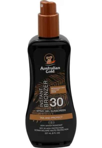 Australian Gold Tan & Protect Instant Bronzer Zonnebrand Spray Gel SPF30 237 ML