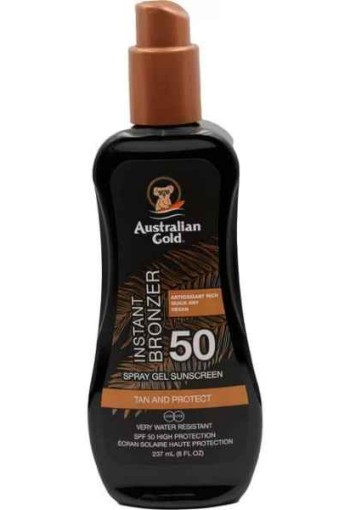Australian Gold Tan & Protect Instant Bronzer Zonnebrand Spray Gel SPF50 237 ML