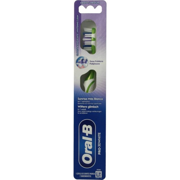 Oral B Pro 3D white hand tandenborstel (1 Stuks)