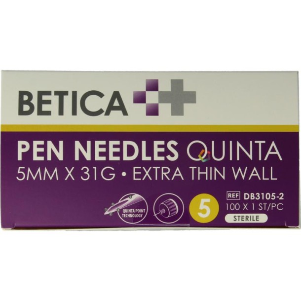 Betica Pennaalden Quinta steriel 5mmx31g (100 Stuks)