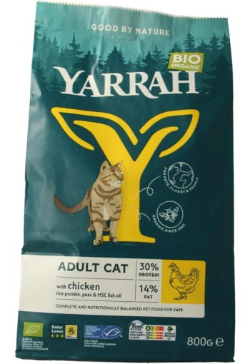 Yarrah Adult kattenvoer met kip bio (800 Gram)