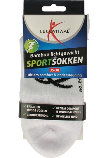Lucovitaal Sportsok bamboe wit 35-38 (1 Paar)