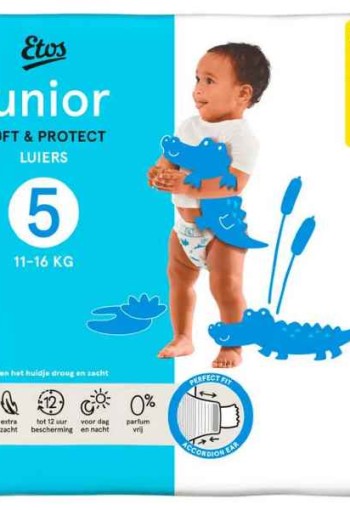 Etos Luiers Junior Maat 5 11-16 kg Value Pack VOORDEELBOX ( 3 pakken ) 38 stuks x 3 is 114 luiers