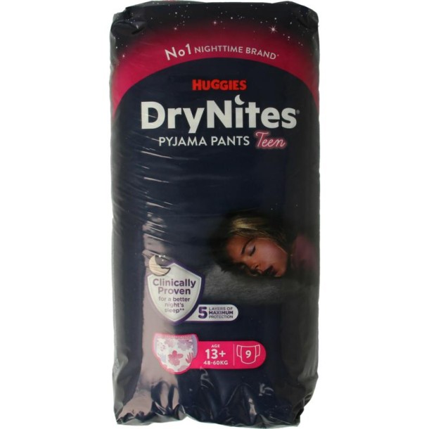Huggies Drynites teen 13+kg girl 9 Stuks