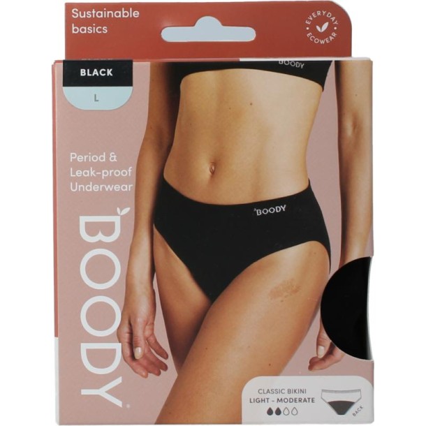 Boody Menstruatieondergoed bikinislip zwart lich/norm L (1 Stuks)