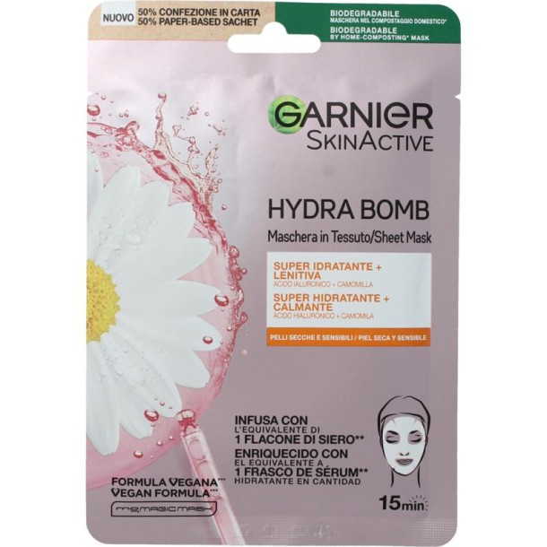 Garnier Skin act tissue masker kamille& hyaluronzuur (1 Stuks)