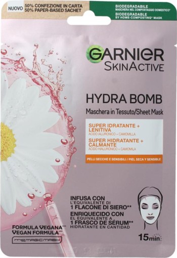 Garnier Skin act tissue masker kamille& hyaluronzuur (1 Stuks)