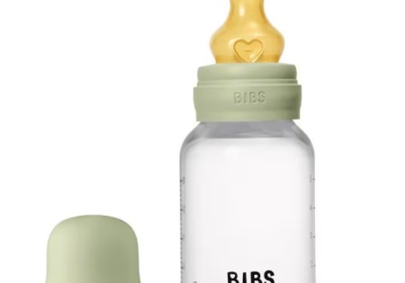 BIBS Babyfles 150 ML Sage met Latex speen en opvouwbaar trechtertje