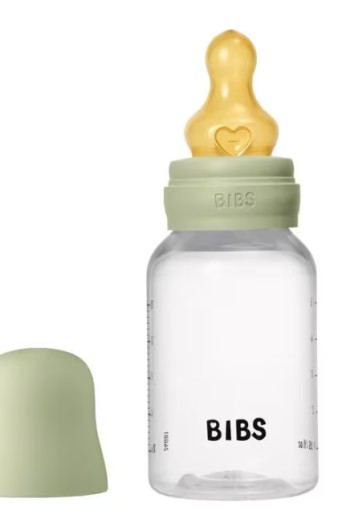 BIBS Babyfles 150 ML Sage met Latex speen en opvouwbaar trechtertje