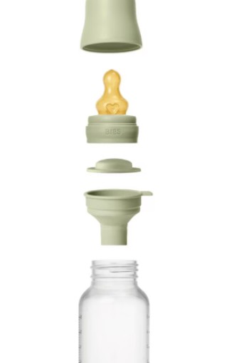 BIBS Babyfles 150 ML Ivory met Latex speen en opvouwbaar trechtertje