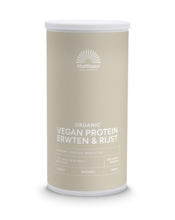 Mattisson Vegan protein erwten & rijst naturel bio (500 Gram)