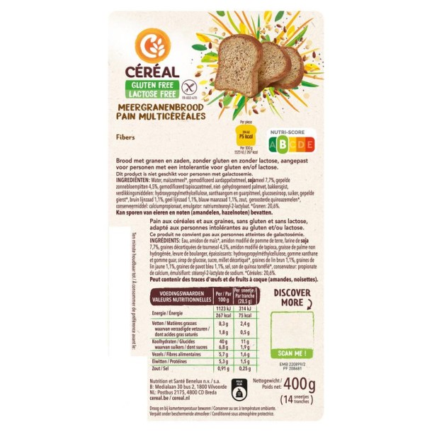 Cereal Brood meergranen (400 Gram)