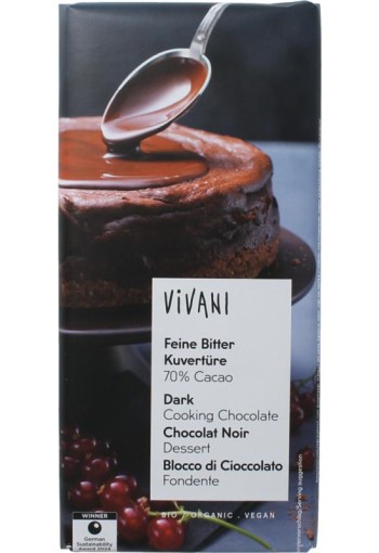 Vivani Couverture smeltchocolade puur bio (150 Gram)