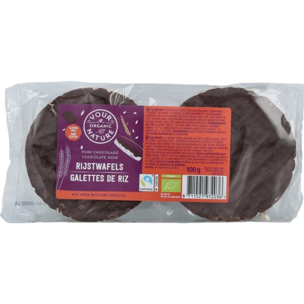 Your Organic Nat Rijstwafel chocolade puur bio (100 Gram)