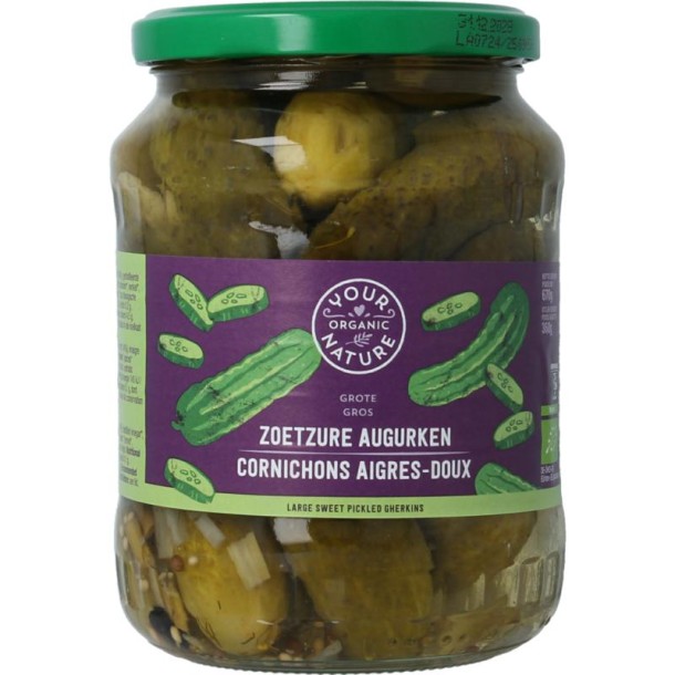 Your Organic Nat Augurken zoetzuur bio (670 Gram)