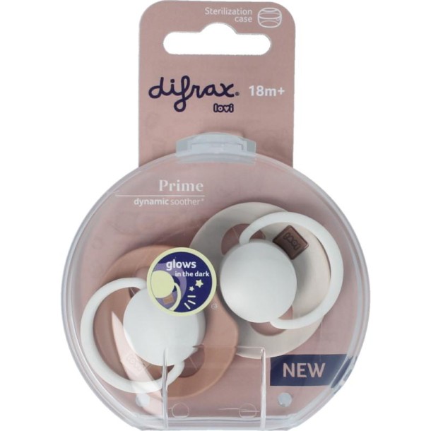 Difrax Fopspeen glow dynamic 18+ mnd ivory/blush (2 Stuks)