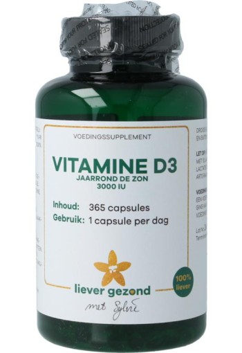 Liever Gezond Vitamine D3 75 mcg jaarrond levenslicht (365 Softgels)