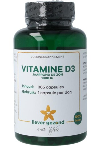 Liever Gezond Vitamine D3 25 mcg jaarrond levenslicht (365 Softgels)