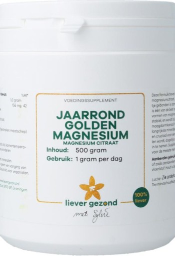 Liever Gezond Golden magnesium poeder jaarrond (500 Gram)