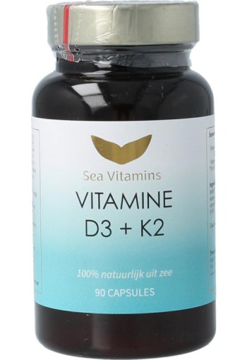 Sea Vitamins Vitamine D3 K2 uit zee (90 Vegetarische capsules)