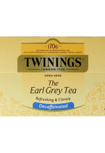 Twinings Earl grey decaf envelop zwart (25 Zakjes)
