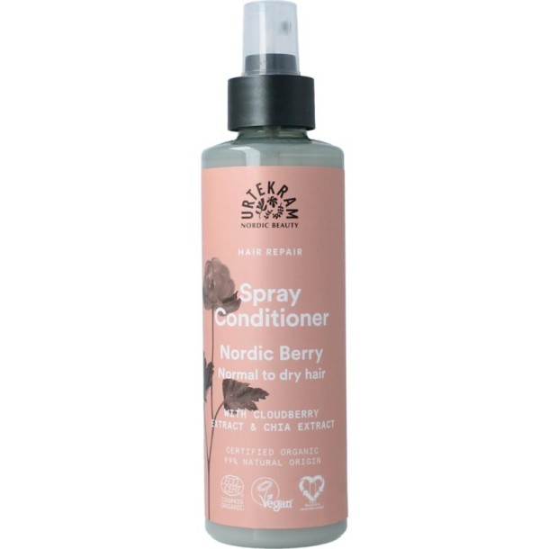 Urtekram Nordic berry spray conditioner normaal/droog haar (250 Milliliter)