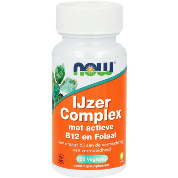 NOW IJzer Complex met actieve B12 en folaat (100 Vegetarische capsules)