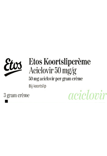Etos Koortslipcrème Aciclovir 50 mg/g 3 gr.