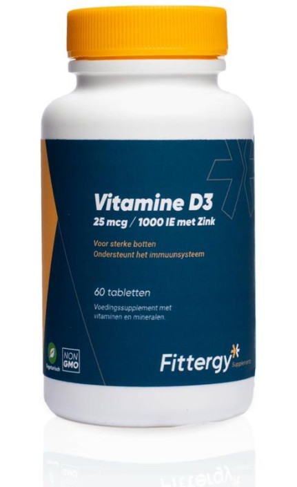 Fittergy Vitamine D3 25mcg met zink (60 Tabletten)
