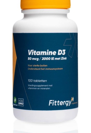 Fittergy Vitamine D3 50mcg met zink (100 Tabletten)