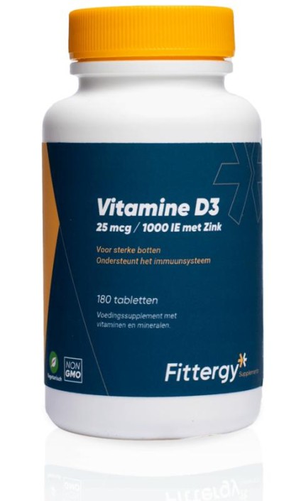 Fittergy Vitamine D3 25mcg met zink (180 Tabletten)