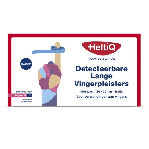 Heltiq Detect vingerpleister lang textiel 120 x 20mm (100 Stuks)