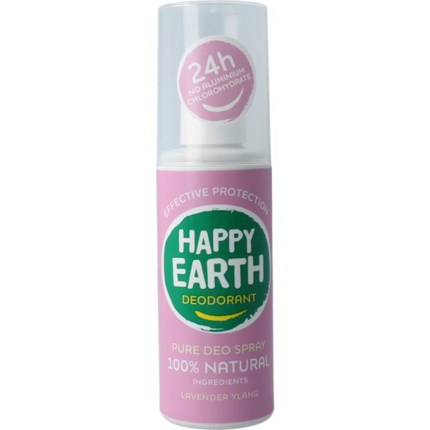 Happy Earth Pure deodorant spray lavender ylang (100 Milliliter)